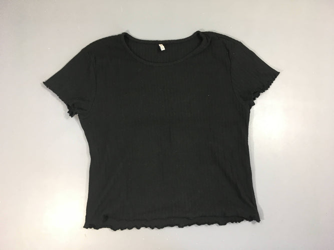 T-shirt m.c côtes noires, légèrement bouloché, moins cher chez Petit Kiwi