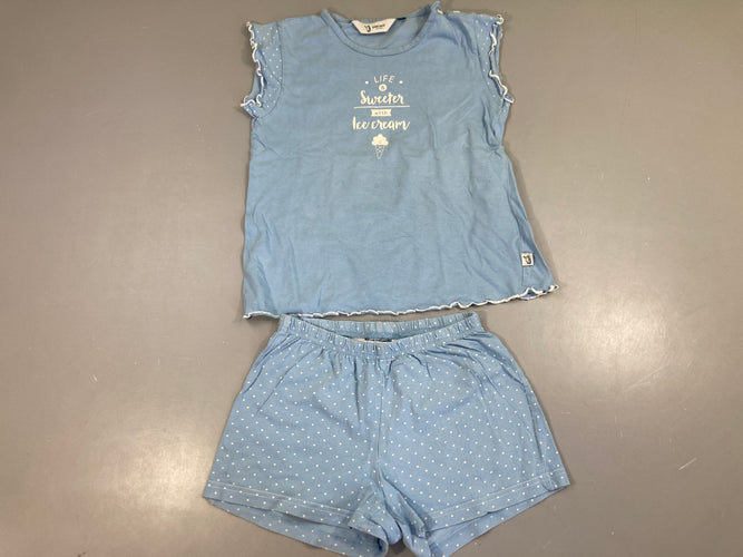 Pyjashort 2pcs jersey m.c bleu life sweeter, légèrement bouloché, moins cher chez Petit Kiwi