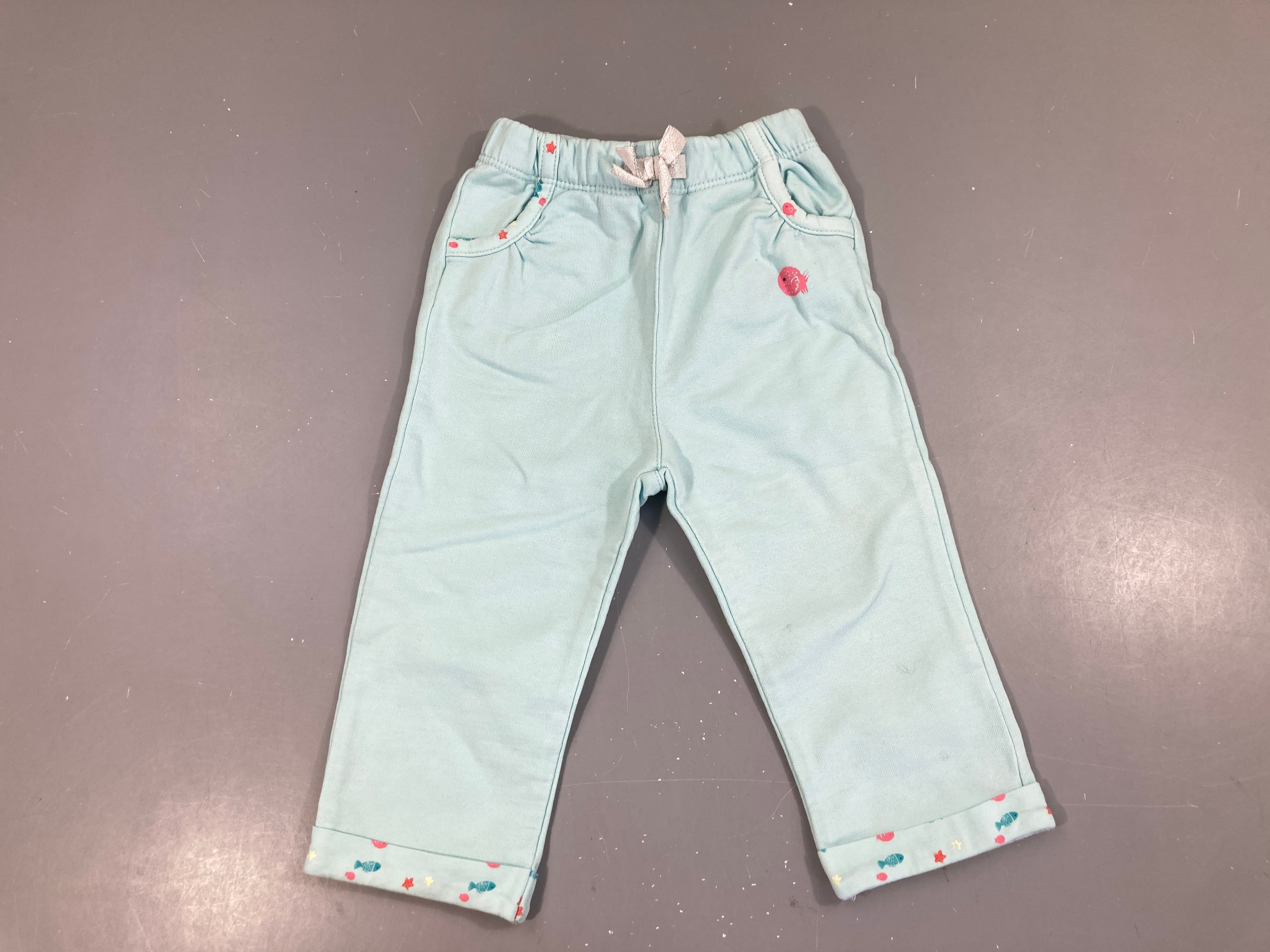 Pantalon molleton bleu clair motifs mer