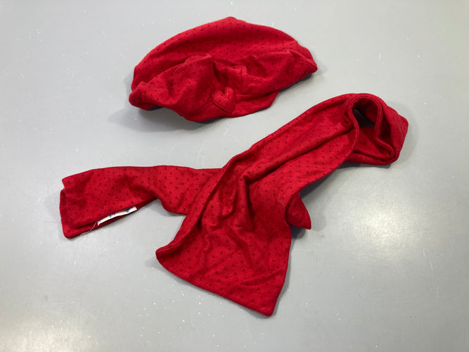 Ensemble béret et écharpe en jersey rouge, moins cher chez Petit Kiwi