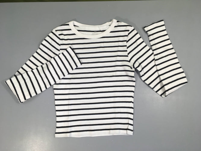 T-shirt m.l côtes blanc rayé noir, moins cher chez Petit Kiwi