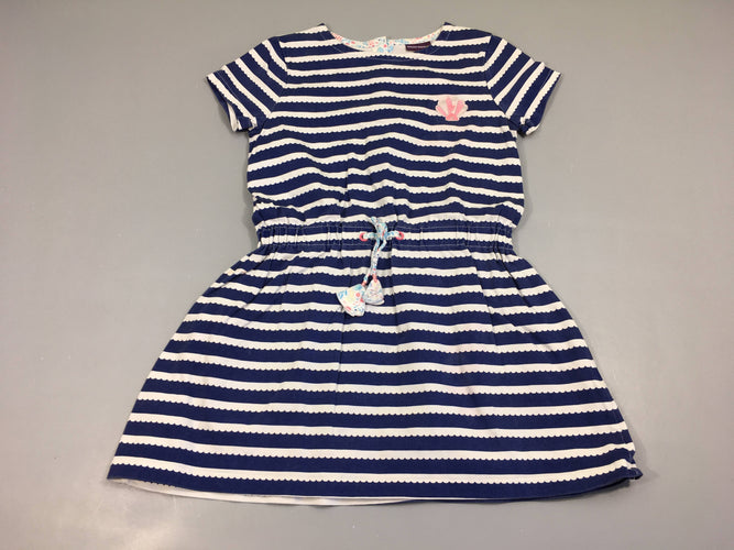 Robe m.c molleton bleu rayé blanc coquillage, très légèrement décolorée, moins cher chez Petit Kiwi