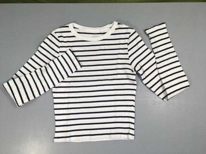 T-shirt m.l côtes blanc rayé noir, moins cher chez Petit Kiwi