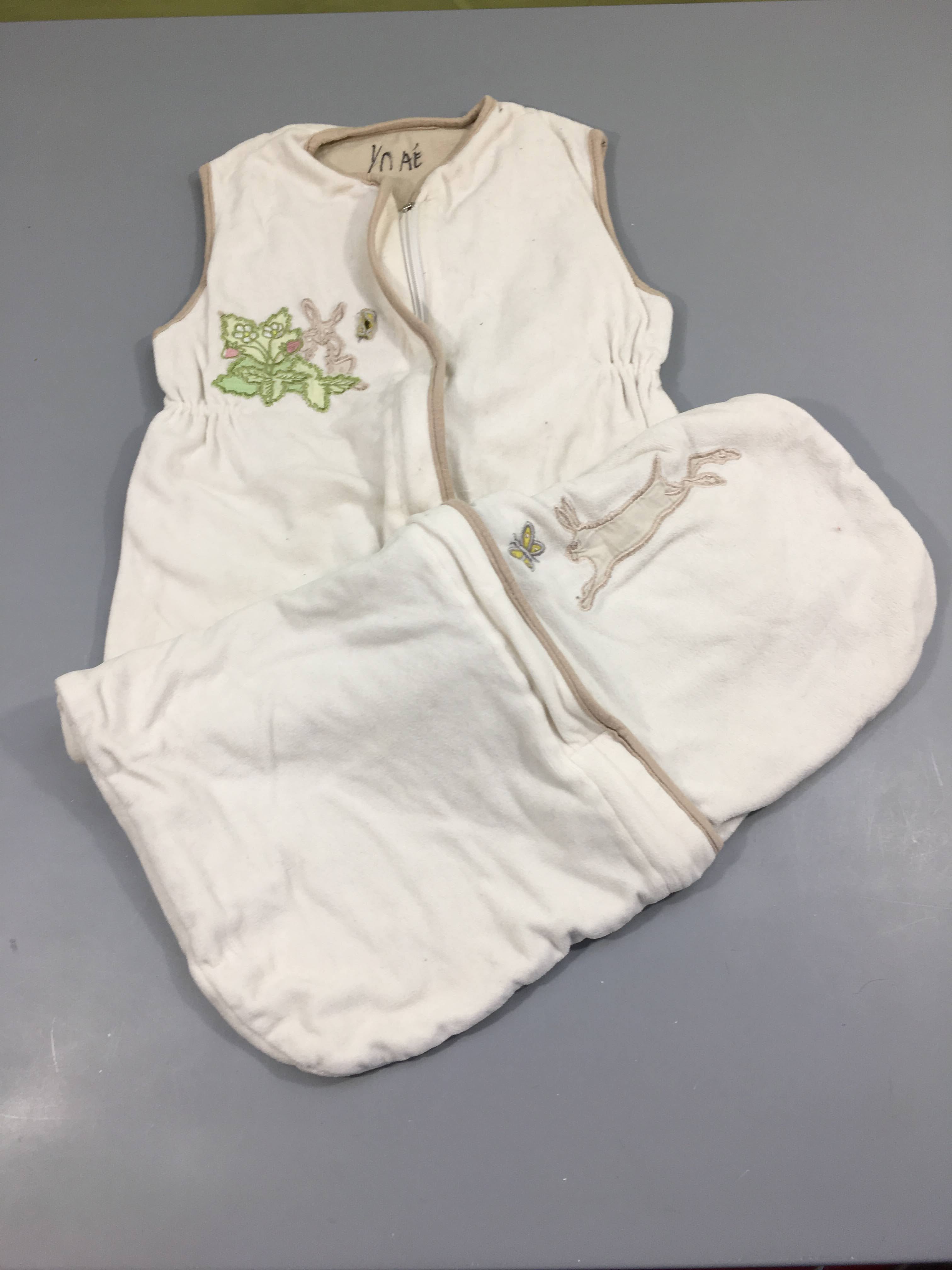 Sac de couchage s.m velours beige avec lapins