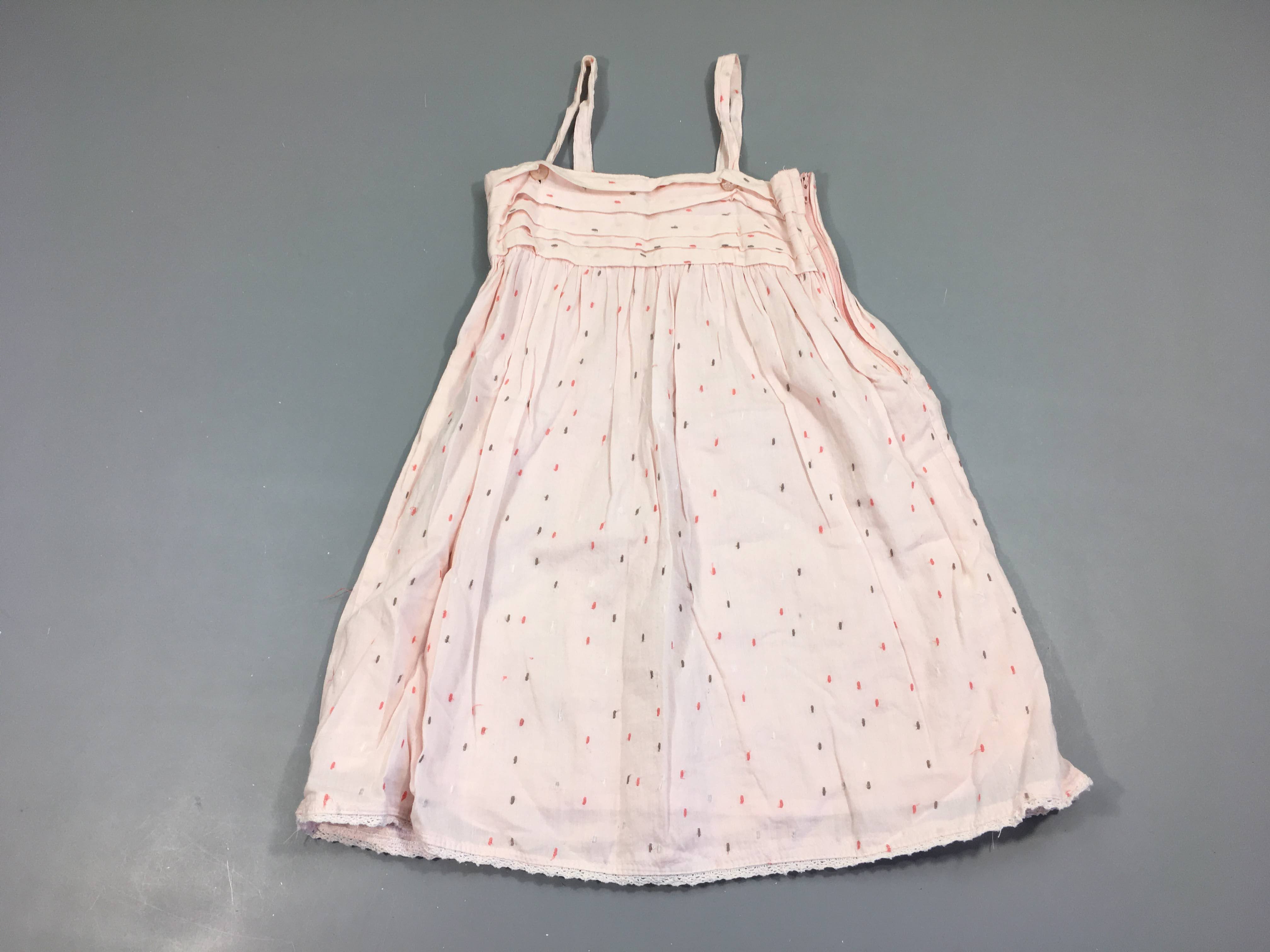 Robe fines bretelles rose plumetis