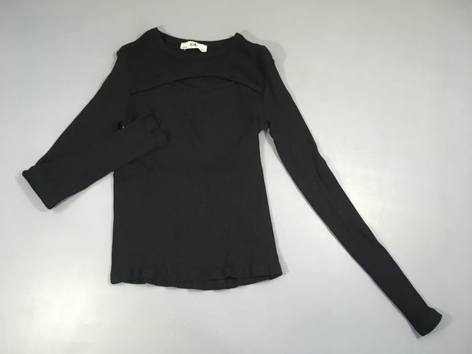 T-shirt m.l côtes noir ouverture au buste, moins cher chez Petit Kiwi