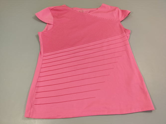 T-shirt m.c rose à fines rayures., moins cher chez Petit Kiwi