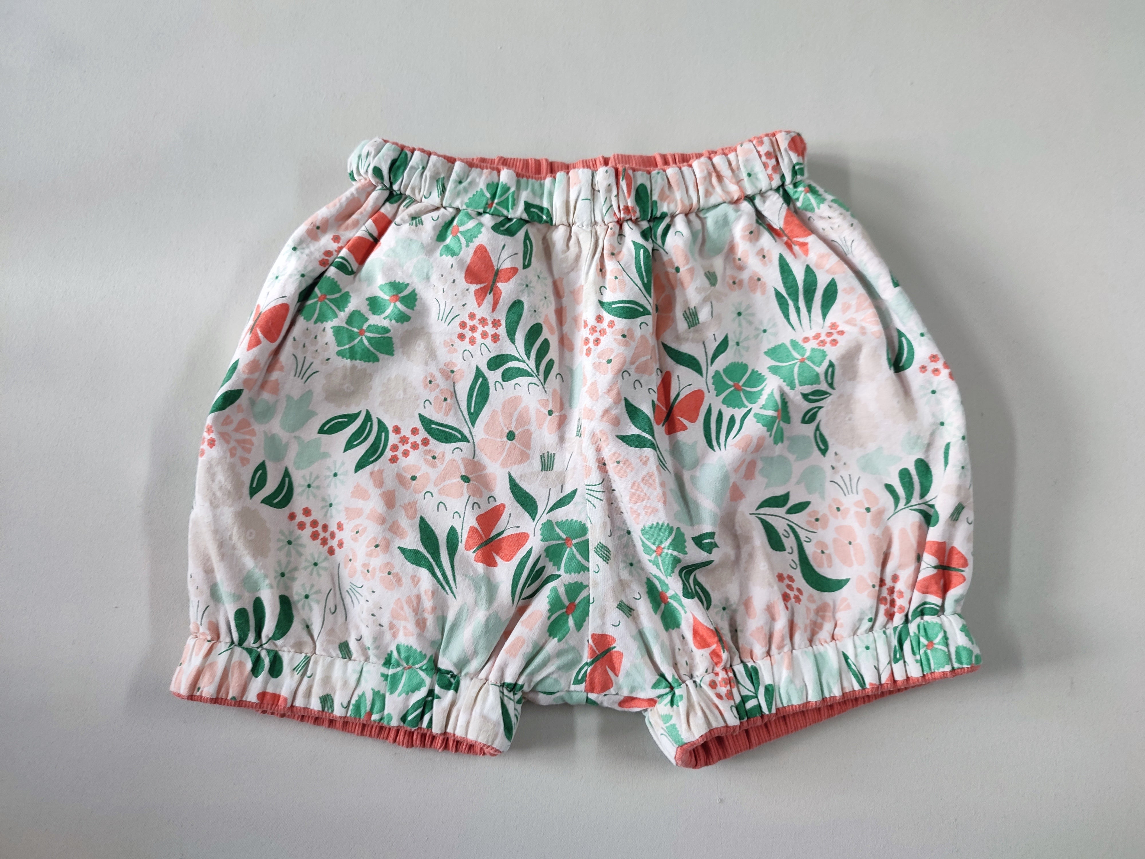 Short blanc motifs floraux réversible orange, Bonjour Maurice