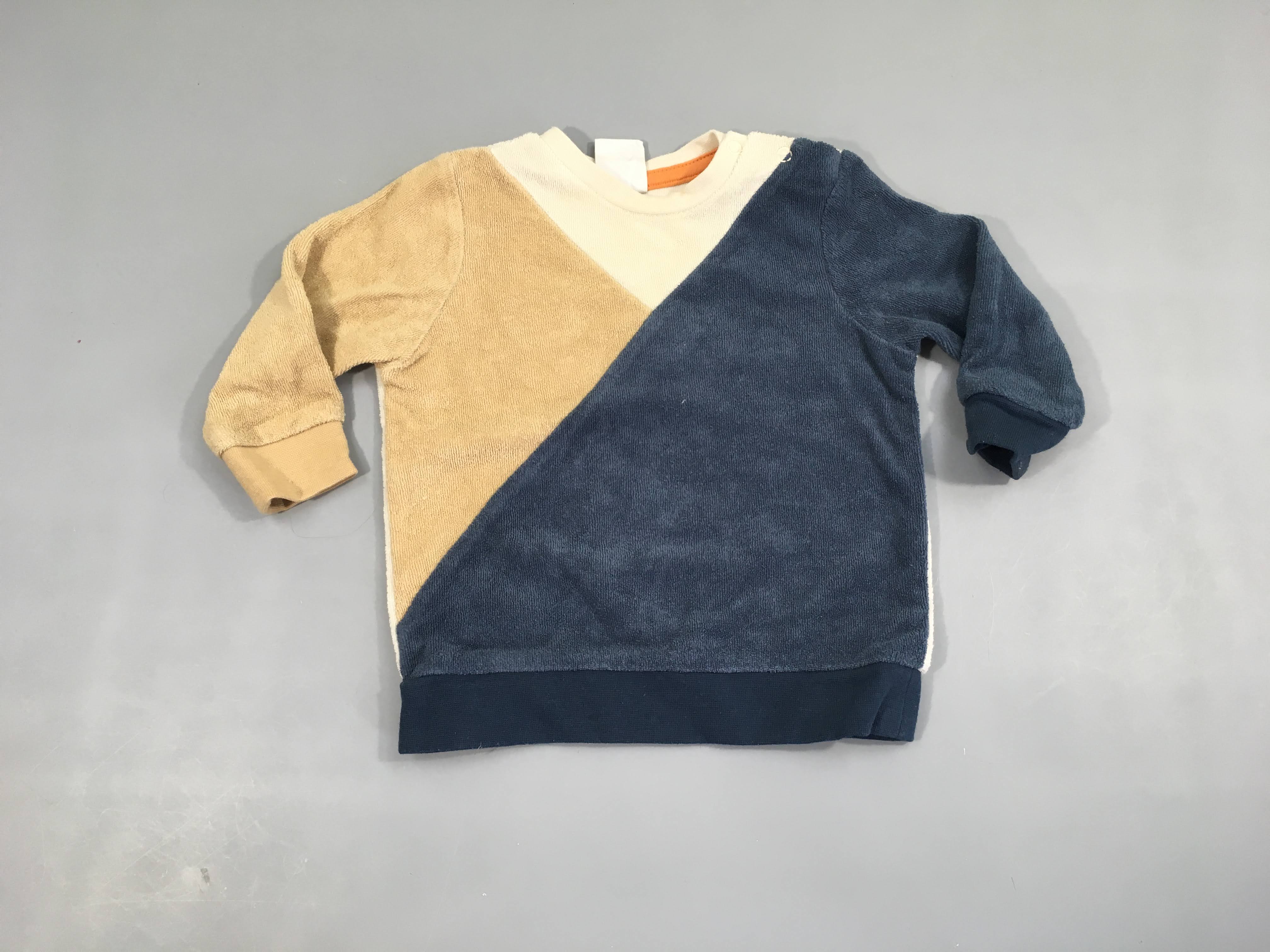 Pull éponge beige/bleu