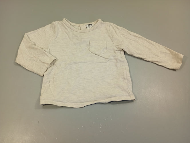 T-shirt m.l écru flammé gris, petite poche, moins cher chez Petit Kiwi