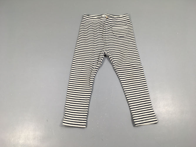 Legging côtelé écru rayé bleu foncé poche, moins cher chez Petit Kiwi
