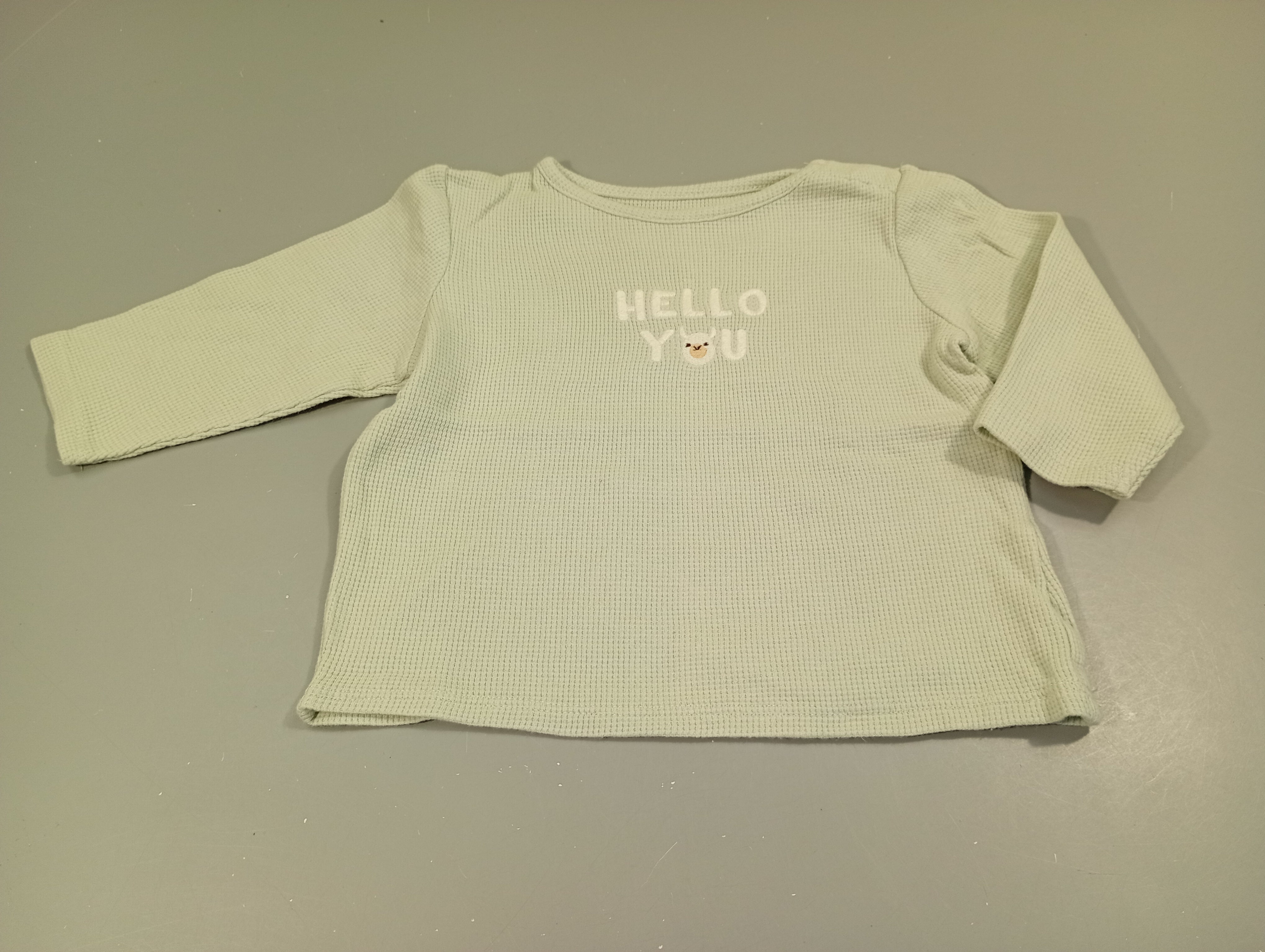 T-shirt m.l mailles gauffrées bleu clair