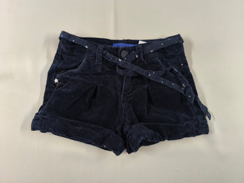Short velours à revers bleu foncé ceinture coton étoiles