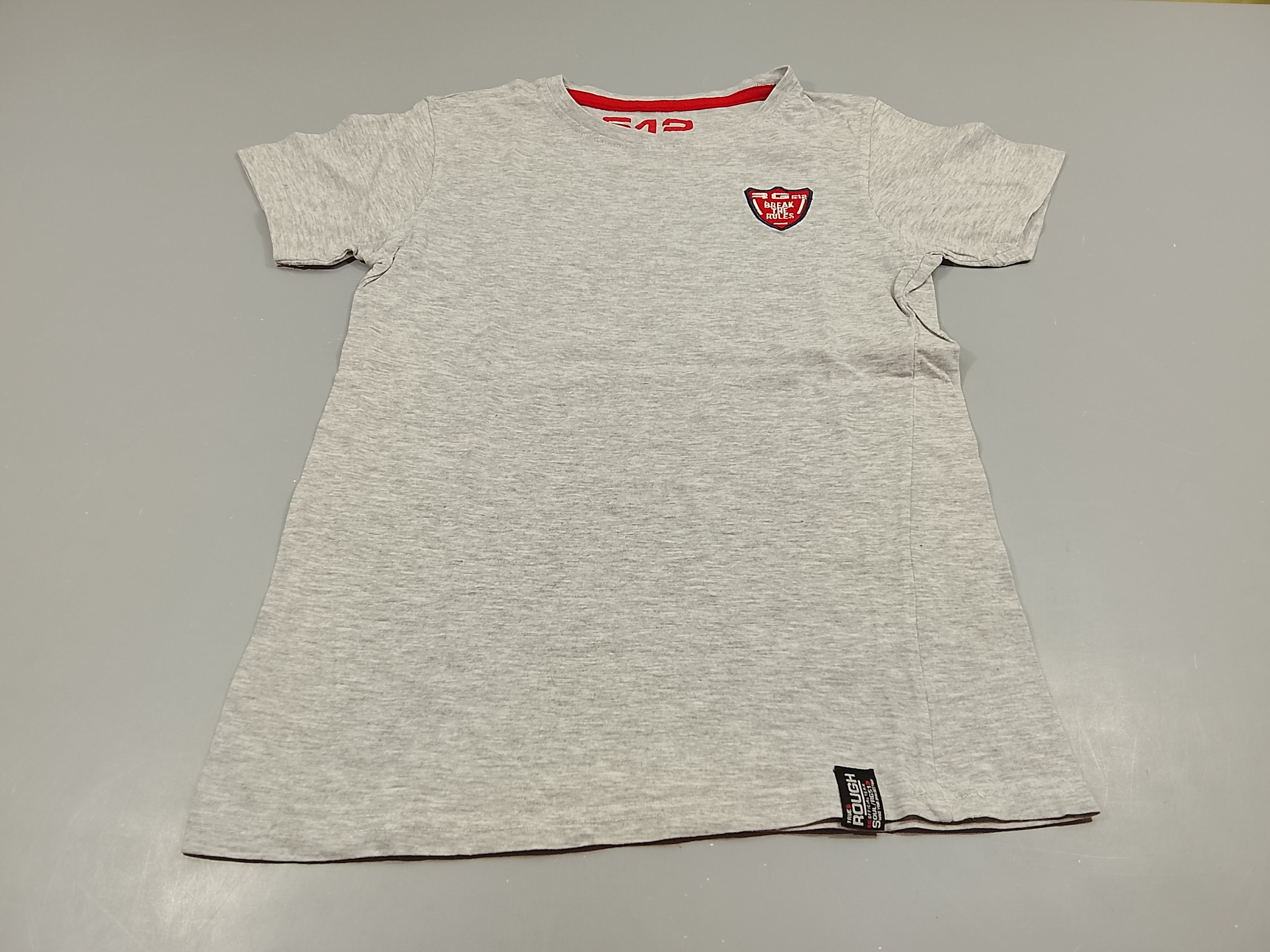 T-shirt m.c gris flammé , écusson rouge 