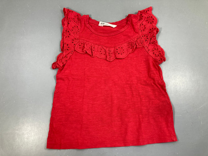 T-shirt m.c rouge flammé dentelle, moins cher chez Petit Kiwi