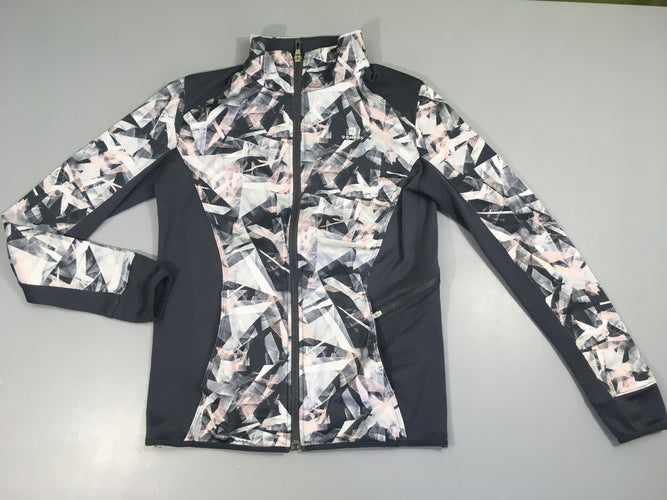 Sweat léger zippé gris motifs rose, moins cher chez Petit Kiwi