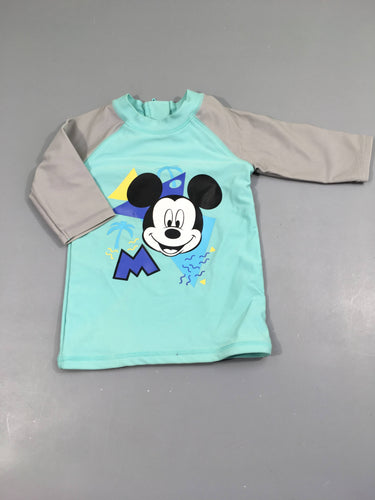 T-shirt anti-UV m.l, Disney ,turquoise et gris avec mickey, moins cher chez Petit Kiwi