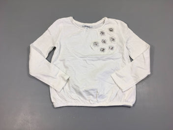 T-shirt m.l blanc flammé fleurs tulles