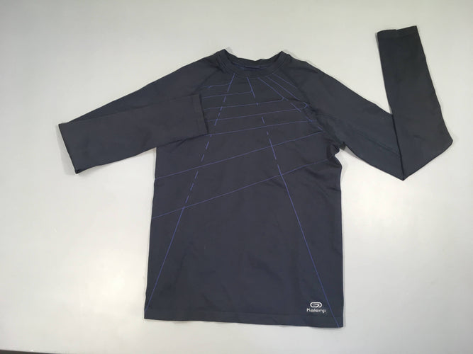 T-shirt m.l de sport bleu foncé Kalenji, moins cher chez Petit Kiwi
