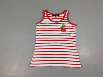 T-shirt s.m blanc rayé rouge cerises sequins