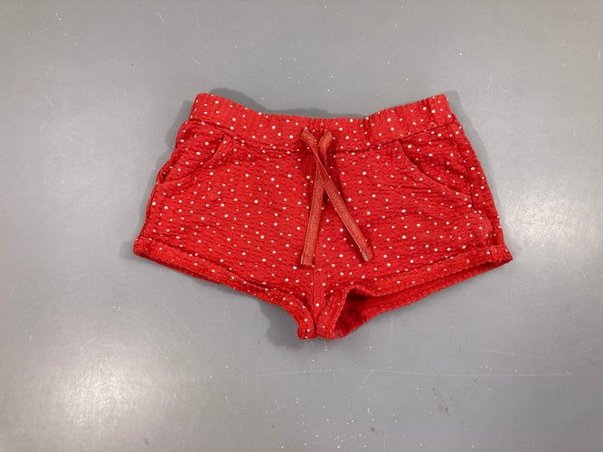 Short texturé rouge pois blanc, moins cher chez Petit Kiwi