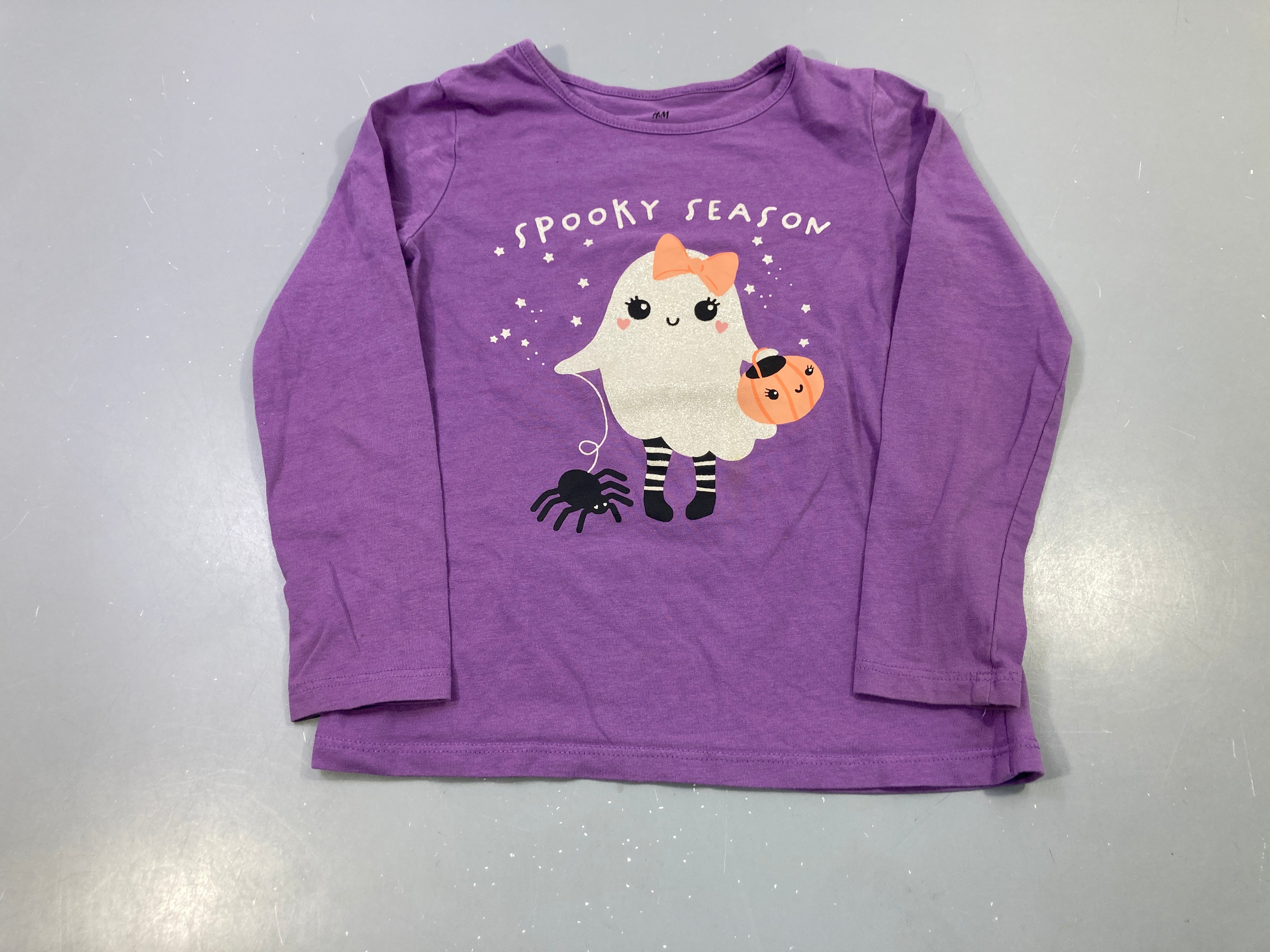 T-shirt m.l violet fantôme paillettes Spooky Season Haloween