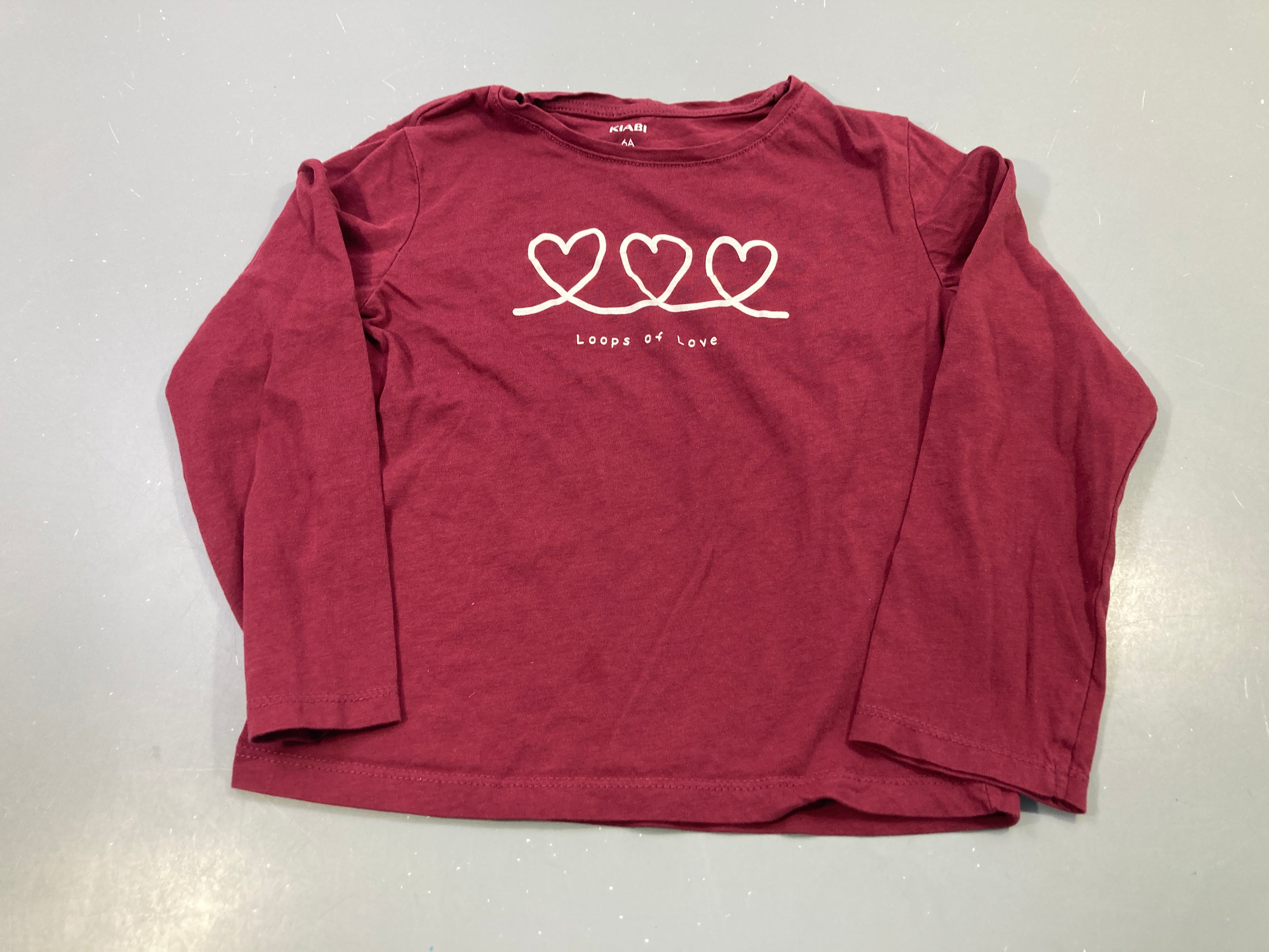 T-shirt m.l bordeaux coeurs Loops of Love