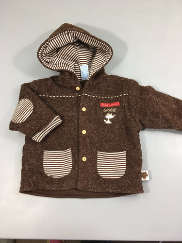 Veste à capuche, brun chiné doublé jersey ligne brun et blanc , quand je serai grand, moins cher chez Petit Kiwi