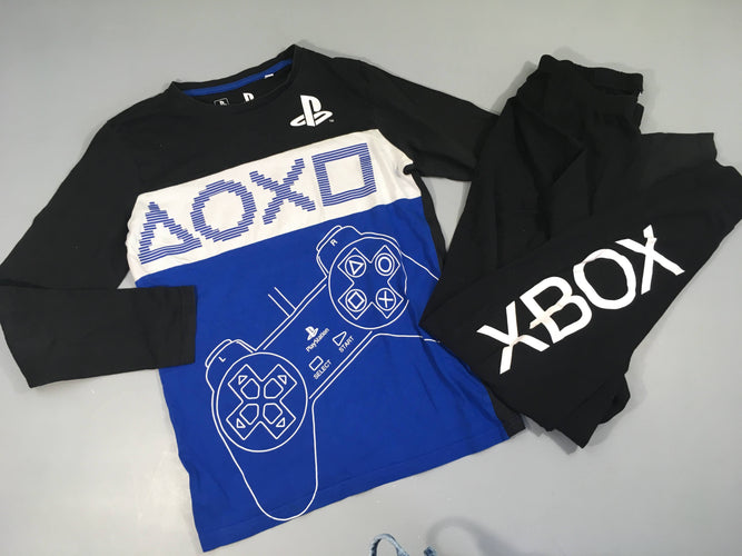 Pyjama 2pcs jersey noir/bleu Playstation, petit trou à l'avant, moins cher chez Petit Kiwi