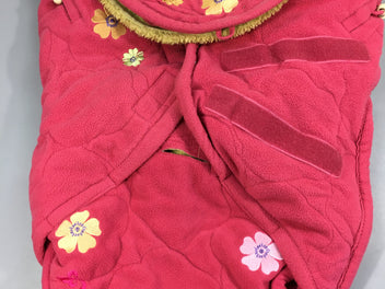 Couverture enveloppante lodger polar  double fushia avec fleur + anis