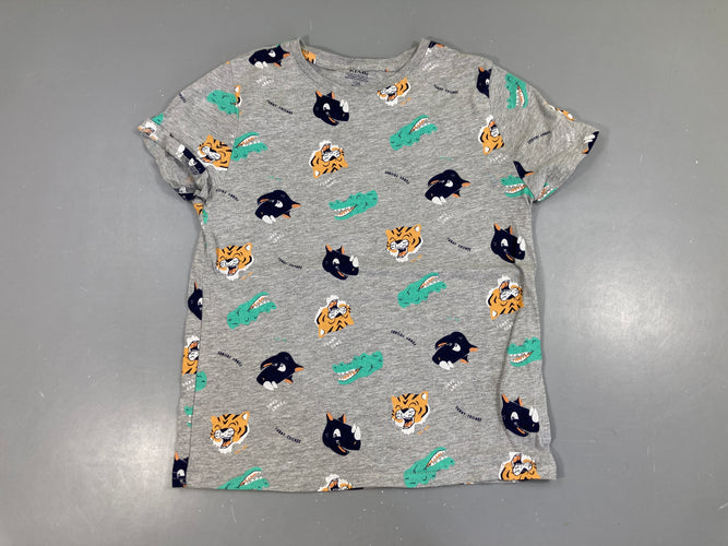 T-shirt m.c gris chiné animaux, moins cher chez Petit Kiwi