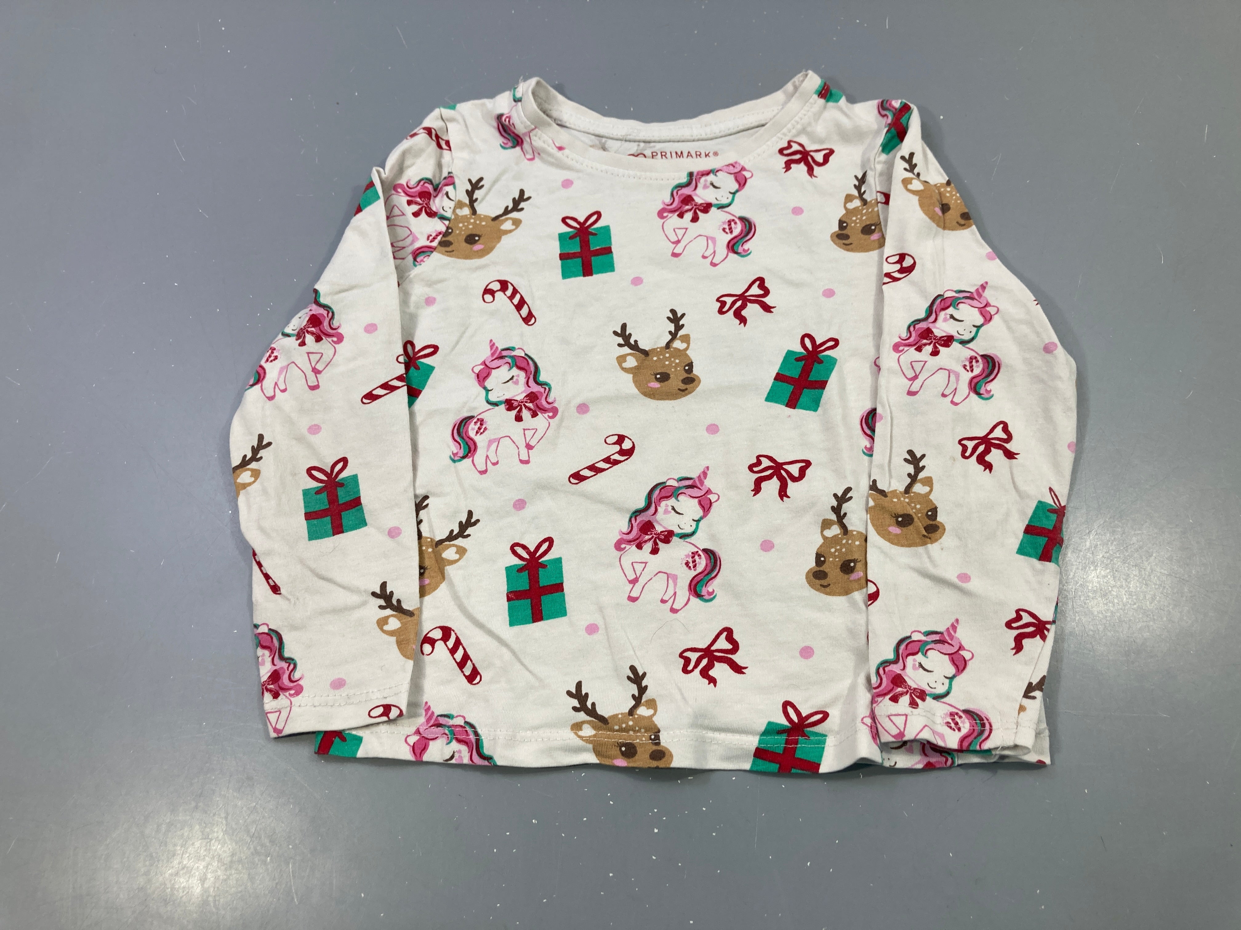 T-shirt m.l écru licornes rennes Noël