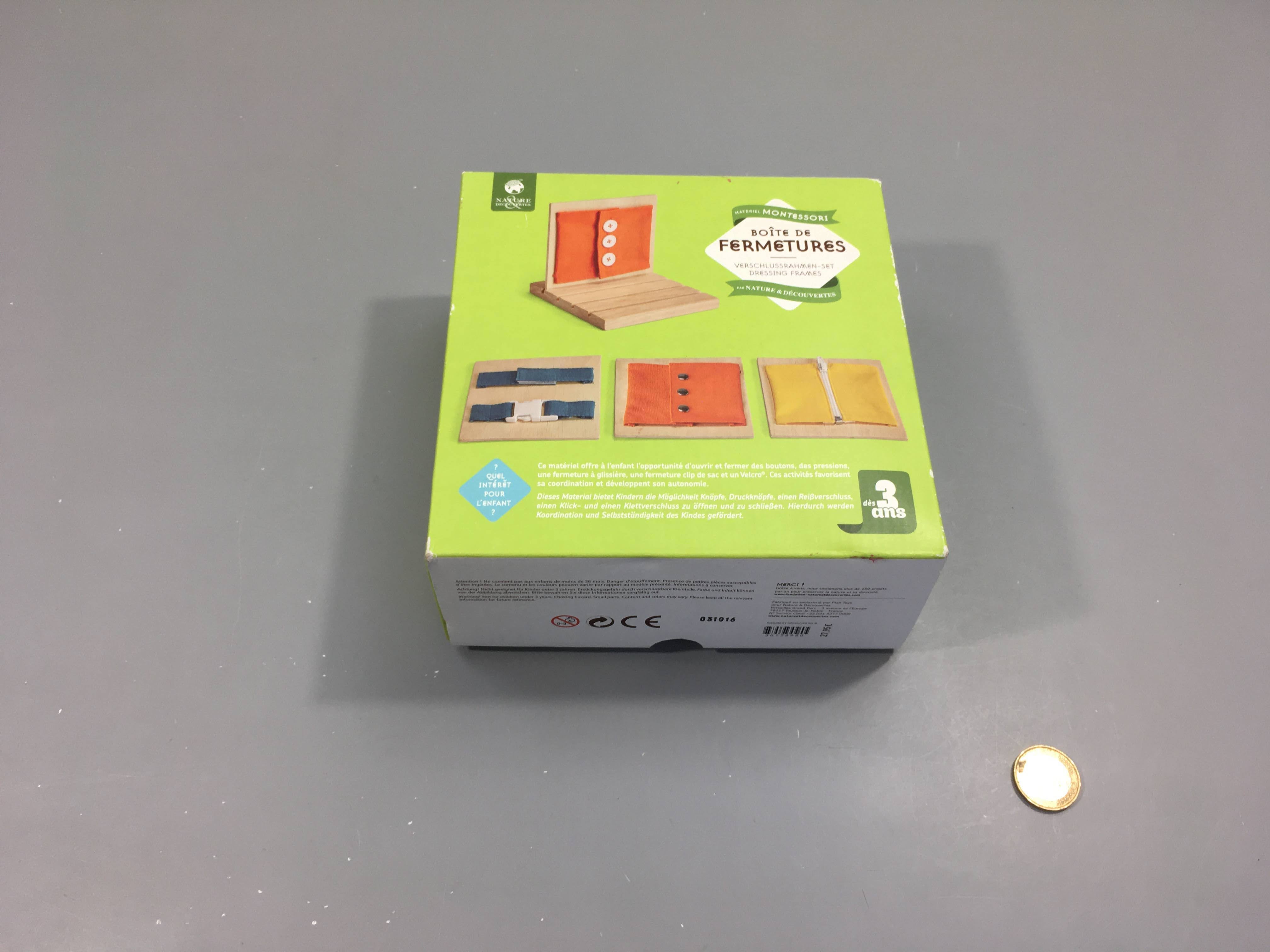Boite de fermetures, +3 ans,  Montessori, Nature et découverte - complet