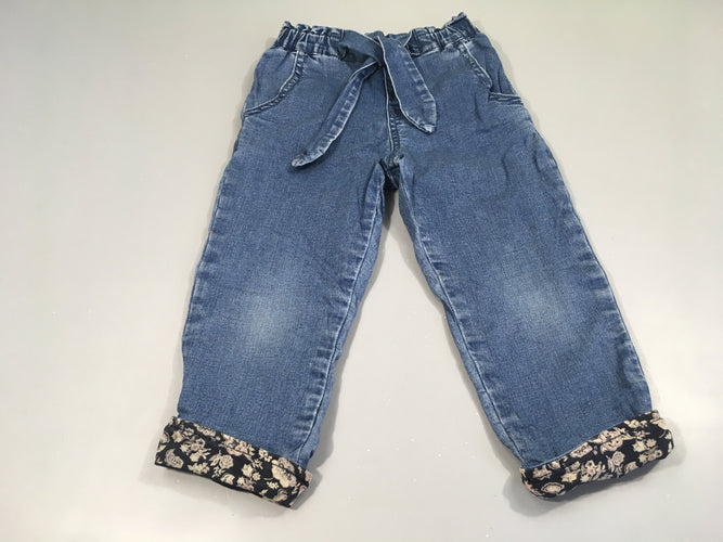 Jeans taille élastique à revers doublé jersey, moins cher chez Petit Kiwi
