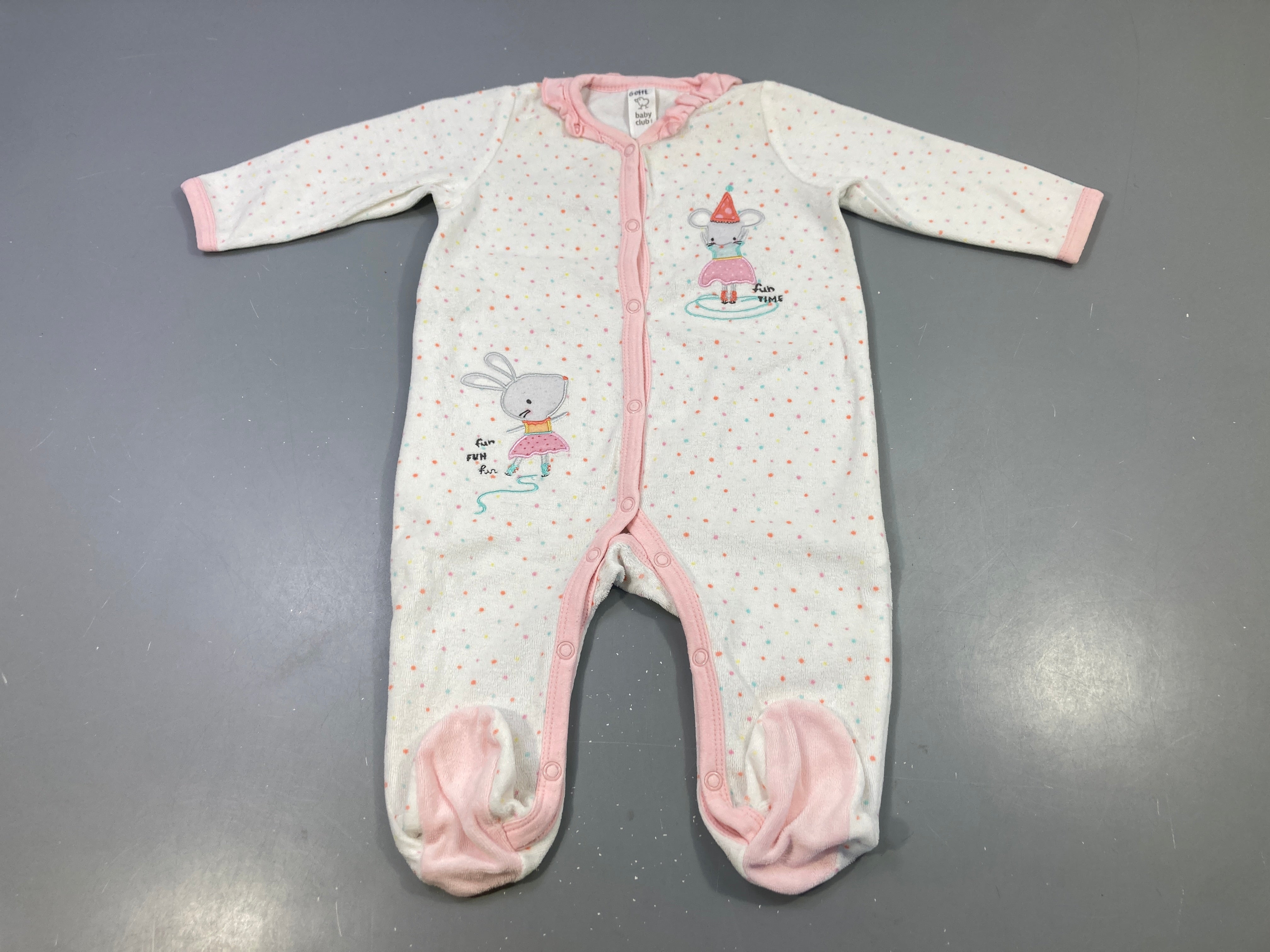 Pyjama velours blanc à pois lapins souris