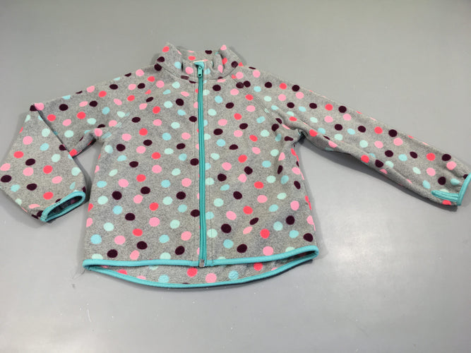 Polar zippé gris pois couleurs, moins cher chez Petit Kiwi