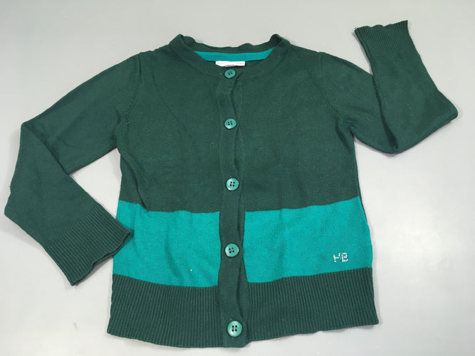 Gilet vert foncé rayé HB, moins cher chez Petit Kiwi