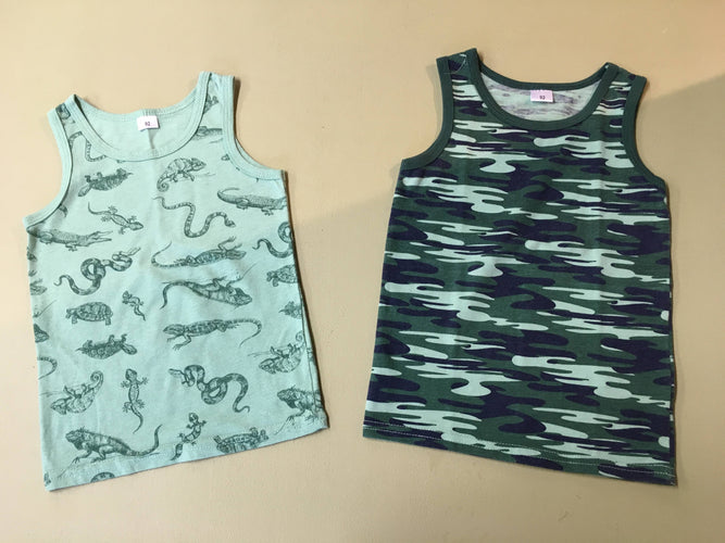 2 chemisettes s.m vert camouflage, moins cher chez Petit Kiwi