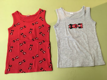 2 chemisettes s.m gris chiné/rouge auto