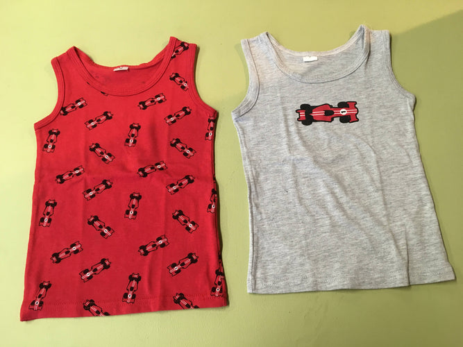 2 chemisettes s.m gris chiné/rouge auto, moins cher chez Petit Kiwi