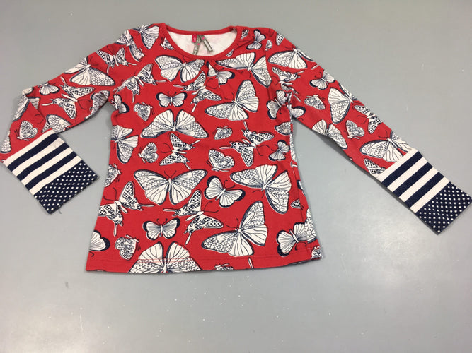 T-shirt m.l rouge papillons blancs, moins cher chez Petit Kiwi