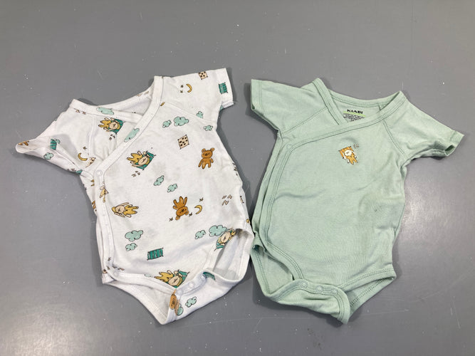 2 Bodies m.c vert d'eau/blanc lapins, moins cher chez Petit Kiwi
