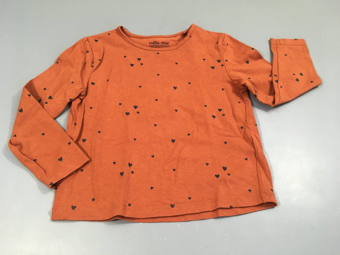 T-shirt m.l brun coeurs, moins cher chez Petit Kiwi