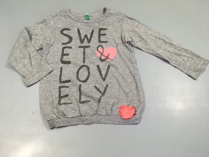T-shirt m.l gris chiné Lovely, moins cher chez Petit Kiwi