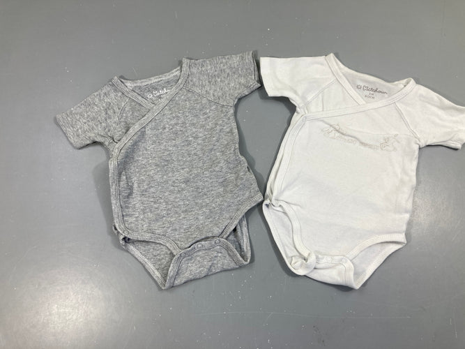 2 Bodies m.c blanc-gris, moins cher chez Petit Kiwi