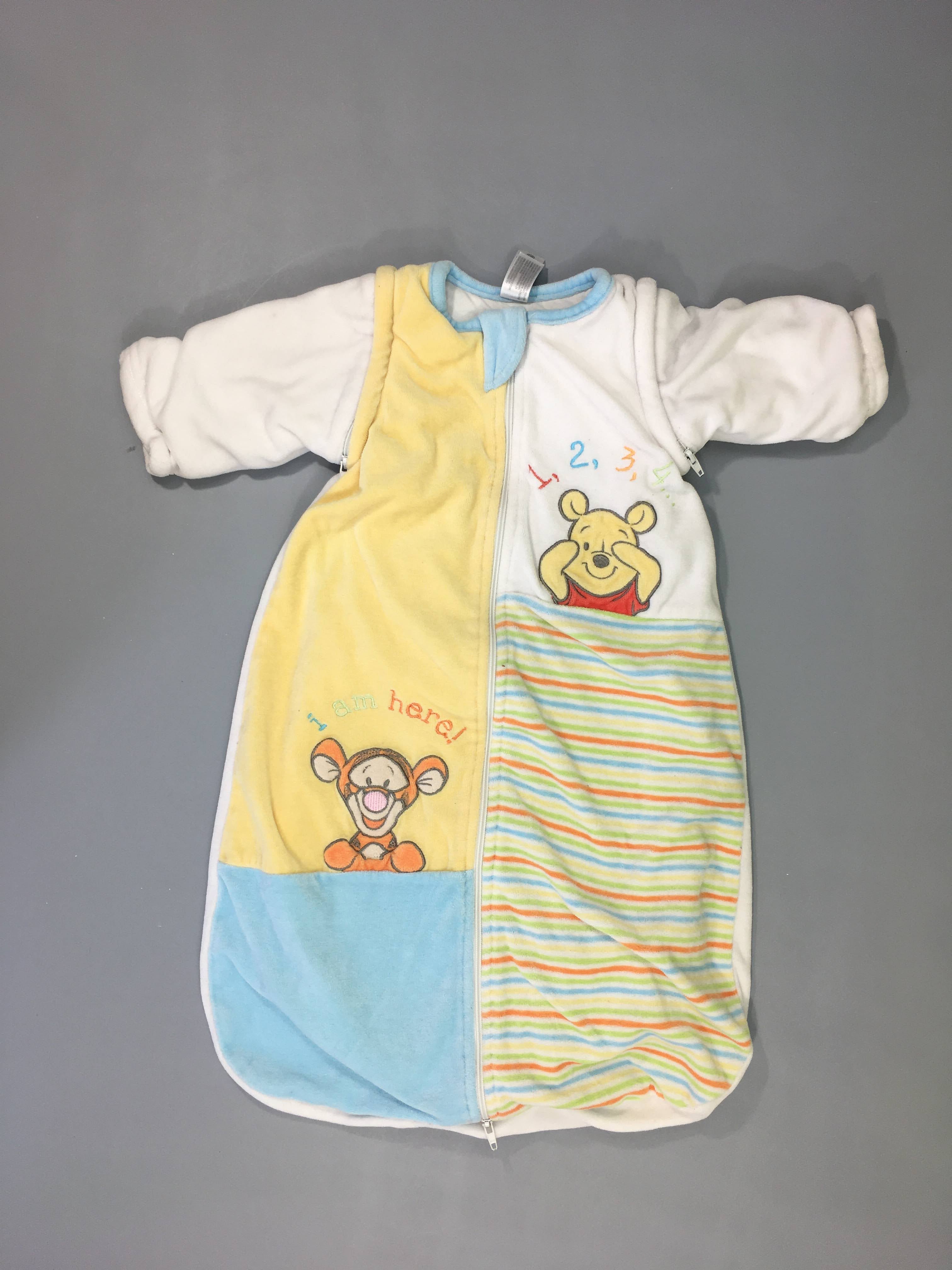 Sac de couchage ml ouatiné velours blanc/jaune Winnie manches amovibles