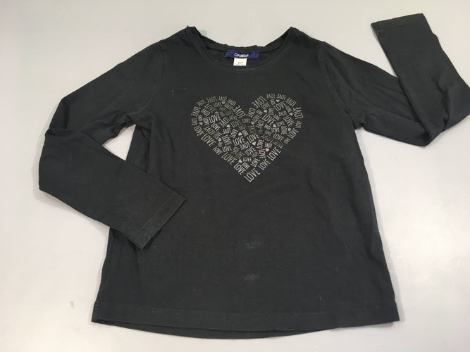 T-shirt m.l noir coeur Love, moins cher chez Petit Kiwi
