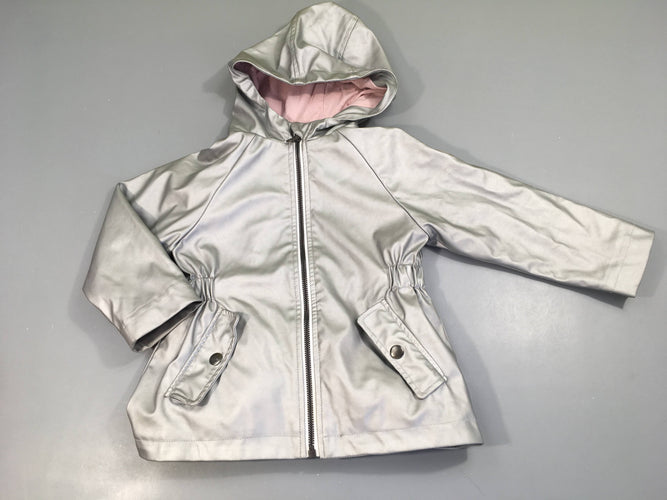 Veste à capuche déperlante argentée, moins cher chez Petit Kiwi