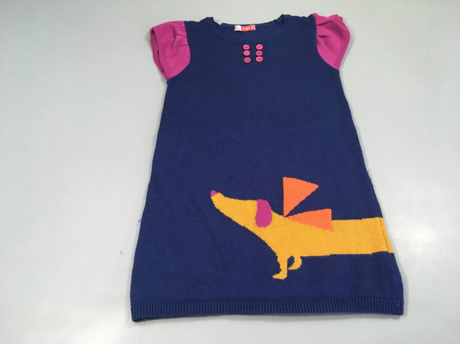 Robe pull bleu-rose chien, moins cher chez Petit Kiwi