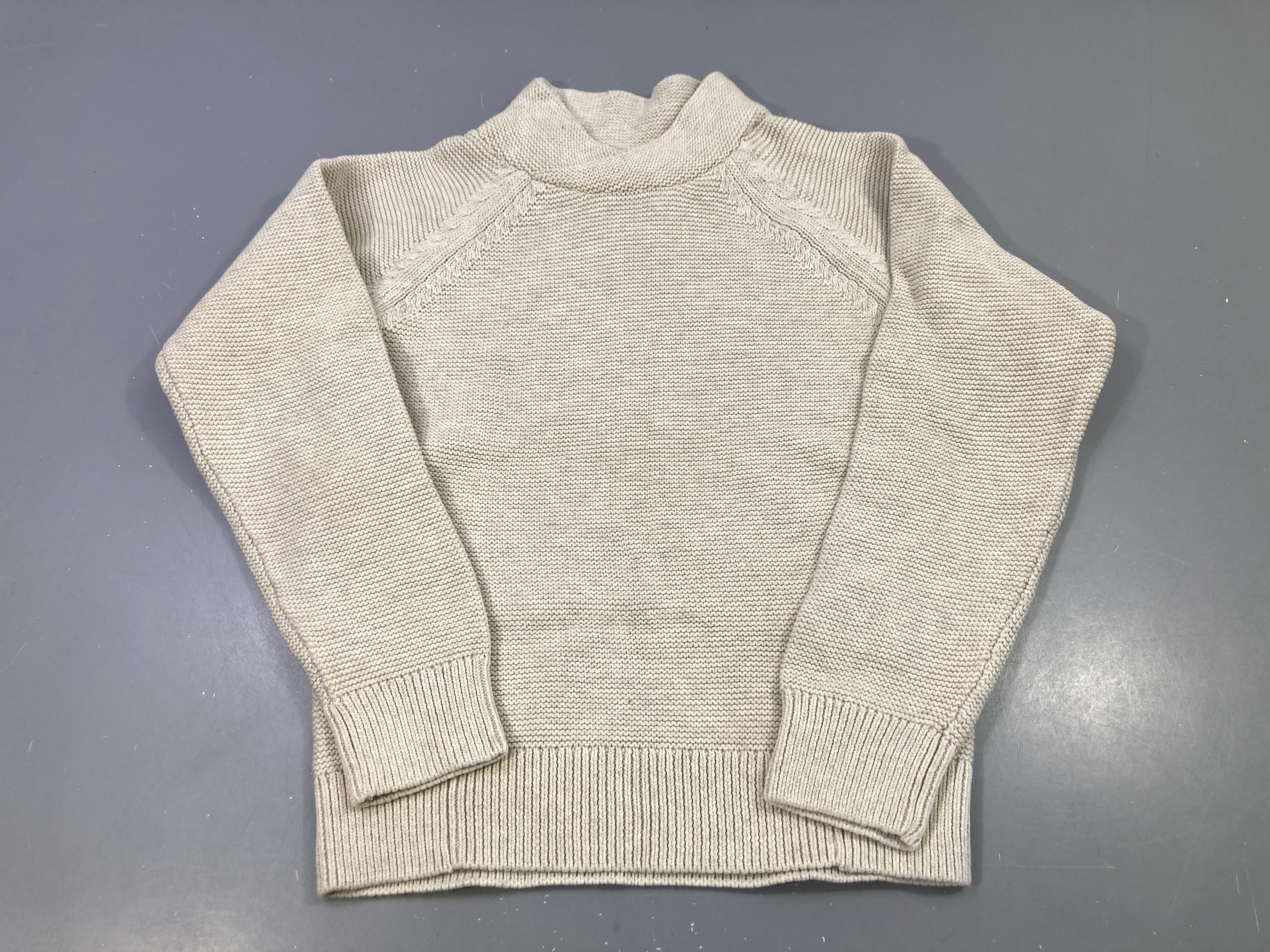 Pull écru tricot épais, col châle